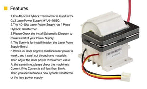 Planet Gates 40-50W High Voltage Flyback Transformer Model A for CO2 Laser Power Supply PSU MYJG-40 50