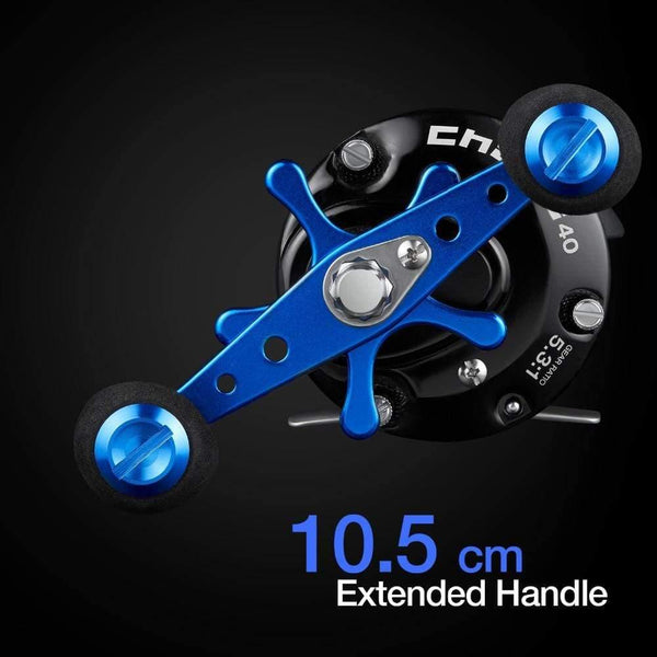 Planet Gates 40 series / 7 / Left Hand CHAOS Right Left Handed Metal Fishing Bait casting Reel Super 5.3:1 Max drag 9.1kg Fishing Reel Black Blue wheel Drum
