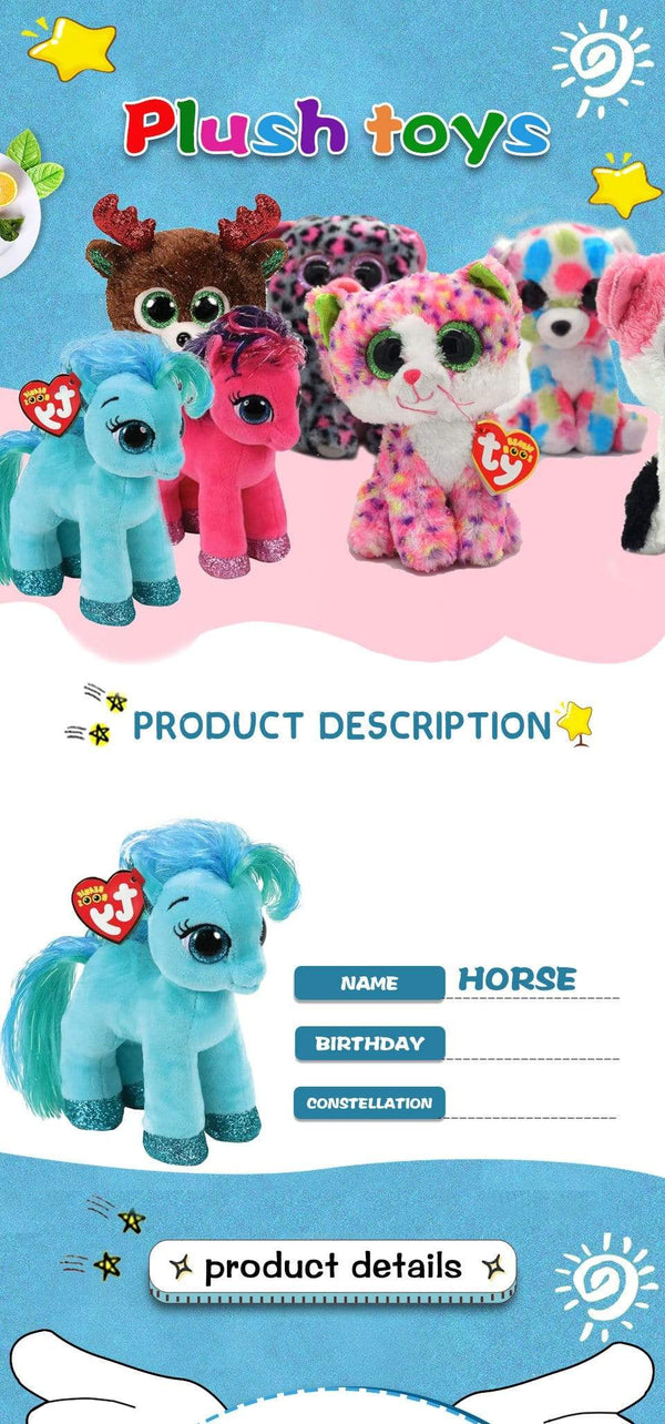 Planet Gates 40 Style Ty Cute Animal Plush Toy Doll Big Eye Owl Dinosaur Unicorn Pony Bat Fox 15cm Soft Stuffed Plush Collectible Toys Gift