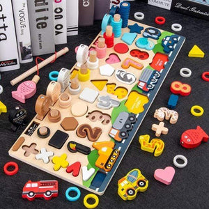 Planet Gates 400 7in1 car Kids Montessori Educational Wooden Math Toys Children Busy Board Count Shape Colors Match Fishing Puzzle Learning Toys Gifts