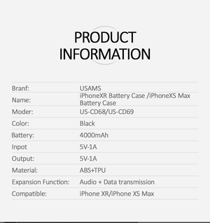 Planet Gates 4000mah for iPhoneXR / Russian Federation USAMS  Smart Battery Case Charger  For iPhone XR XS Max,Battery Case External Power Bank Backup Powerbank for iPhone X XS