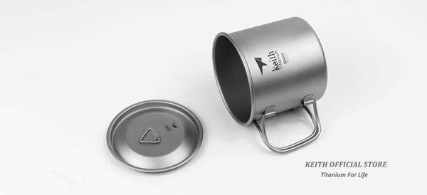Planet Gates 400ml Outdoor Titanium Water Mugs With Folding Handles Titanium Lids Drinkware Camping Cups Ultralight Travel Mug 300ml-900ml
