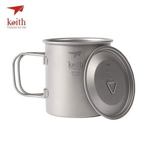 Planet Gates 400ml Outdoor Titanium Water Mugs With Folding Handles Titanium Lids Drinkware Camping Cups Ultralight Travel Mug 300ml-900ml