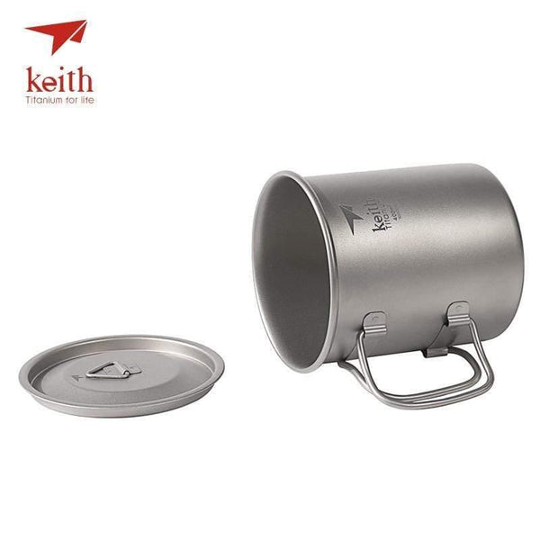 Planet Gates 400ml Outdoor Titanium Water Mugs With Folding Handles Titanium Lids Drinkware Camping Cups Ultralight Travel Mug 300ml-900ml