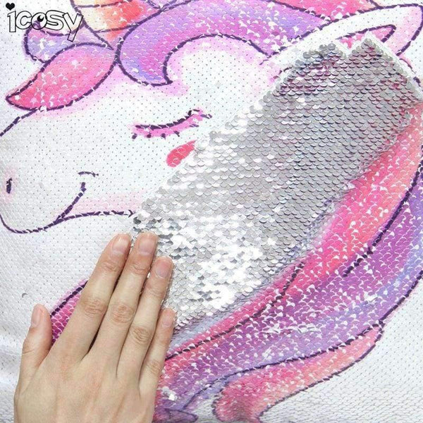 Planet Gates 400mm*400mm / type 1 Reversible Sequins Unicorn Cushion Cover 40*40 Decorative Mermaid Pillows For Sofa Home Decor