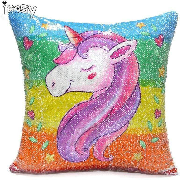 Planet Gates 400mm*400mm / type 1 Reversible Sequins Unicorn Cushion Cover 40*40 Decorative Mermaid Pillows For Sofa Home Decor
