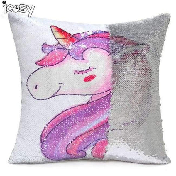 Planet Gates 400mm*400mm / type 2 Reversible Sequins Unicorn Cushion Cover 40*40 Decorative Mermaid Pillows For Sofa Home Decor