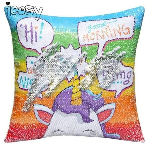 Planet Gates 400mm*400mm / type 3 Reversible Sequins Unicorn Cushion Cover 40*40 Decorative Mermaid Pillows For Sofa Home Decor