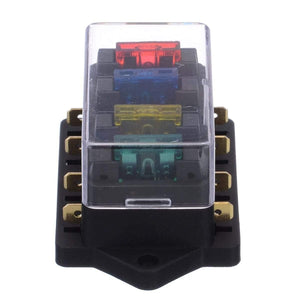 Planet Gates 40A 12V 24V Auto Car Truck 4 Way Blade Fuse Block Fuse Box Unit Holder Fusebox Catch-holder + 4Pcs Fuses Circuit Standard ATO