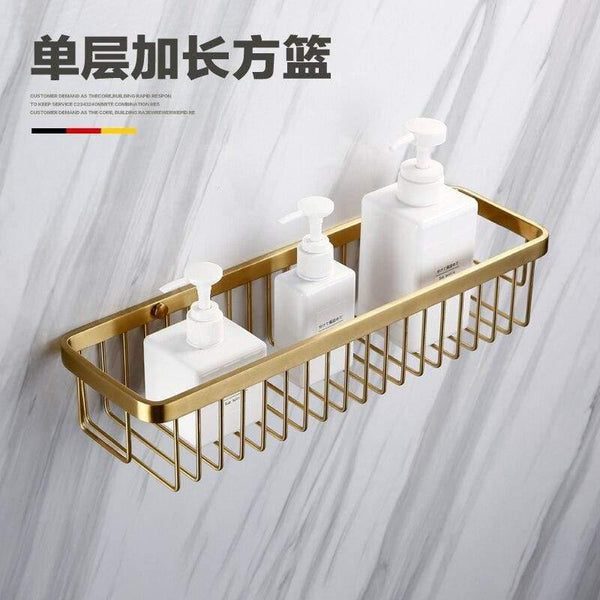 Planet Gates 40cm shelf Gold Bathroom Hardware Set Bathrom Shower Shelf Wall Mounted Corner Shelf Organizer 304 Stainless Steel Brushed