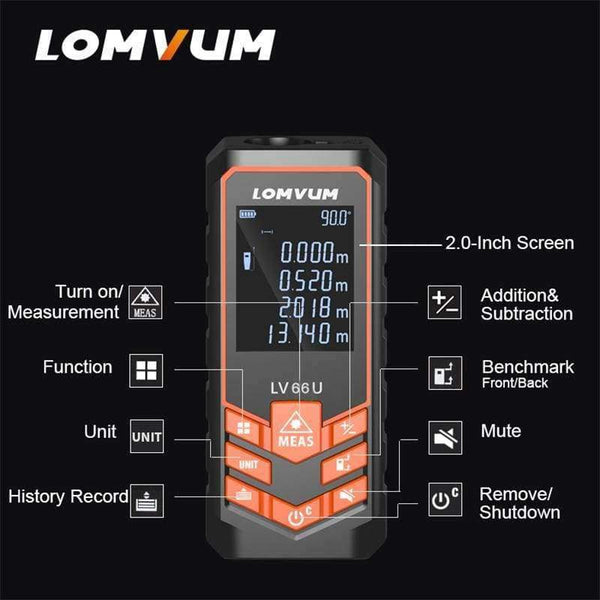 Planet Gates 40M LOMVUM Battery-powered Auto Level Laser Range Finder Multifunction Distance Meter Night Vision Laser Rangefinder Tool