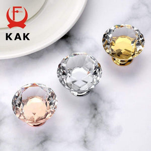 40mm Diamond Shape Crystal Glass Knobs Cupboard Pulls Drawer Knobs Kitchen Cabinet Handles Furniture Handle Hardware