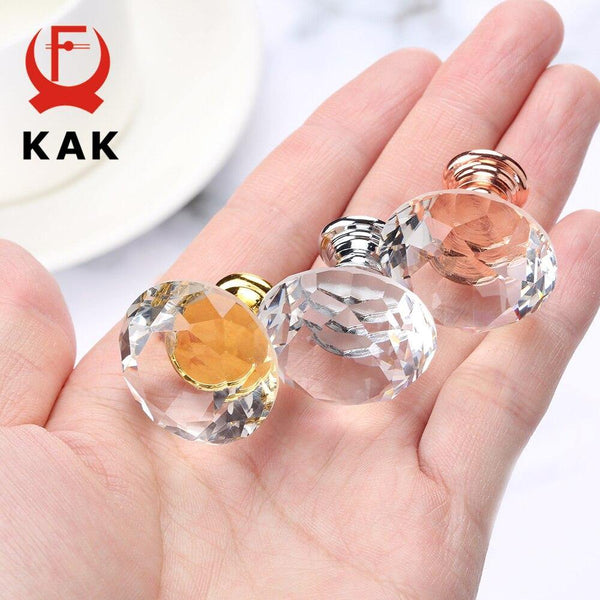 40mm Diamond Shape Crystal Glass Knobs Cupboard Pulls Drawer Knobs Kitchen Cabinet Handles Furniture Handle Hardware
