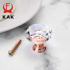 40mm Diamond Shape Crystal Glass Knobs Cupboard Pulls Drawer Knobs Kitchen Cabinet Handles Furniture Handle Hardware