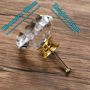 20-40mm Diamond Shape Design Crystal Glass Knobs Cupboard Drawer Pull Kitchen Cabinet Door Wardrobe Handles Hardware