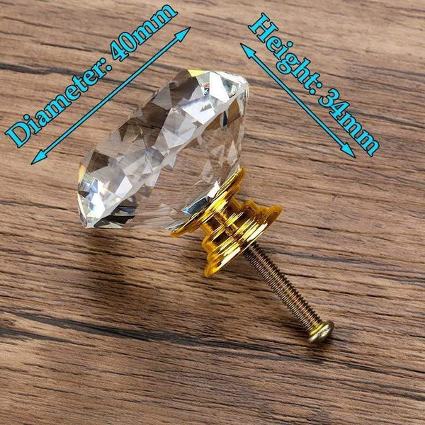 20-40mm Diamond Shape Design Crystal Glass Knobs Cupboard Drawer Pull Kitchen Cabinet Door Wardrobe Handles Hardware