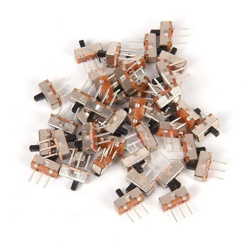 Planet Gates 40Pcs 3Pin PCB Panel 2 Position SPDT 1P2T Mini Vertical Toggle Switches SS12D00G3 Slide Switch For DIY Electronic Accessories