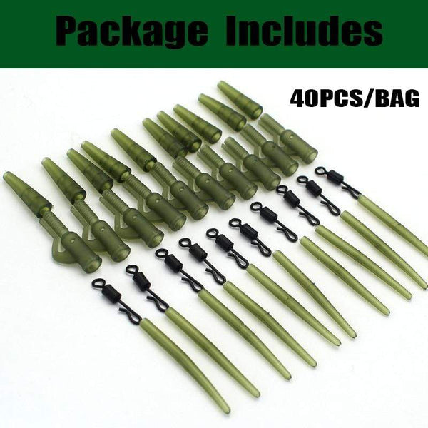 Planet Gates 40PCS Carp Fishing Accessories Lead Clip Quick Change Swivel Tail Rubber Anti Tangle Sleeves for Carp Rigs Coarse Fishing Tackle
