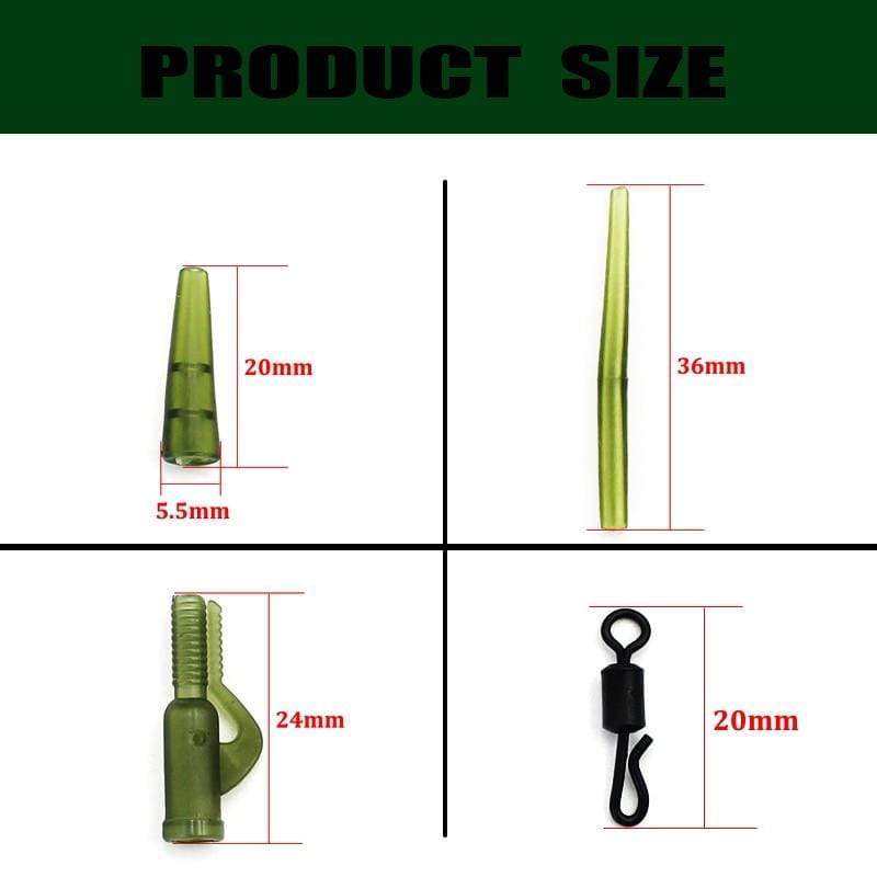Planet Gates 40PCS Carp Fishing Accessories Lead Clip Quick Change Swivel Tail Rubber Anti Tangle Sleeves for Carp Rigs Coarse Fishing Tackle