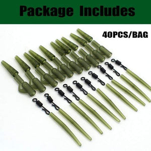 Planet Gates 40PCS Carp Fishing Accessories Lead Clip Quick Change Swivel Tail Rubber Anti Tangle Sleeves for Carp Rigs Coarse Fishing Tackle