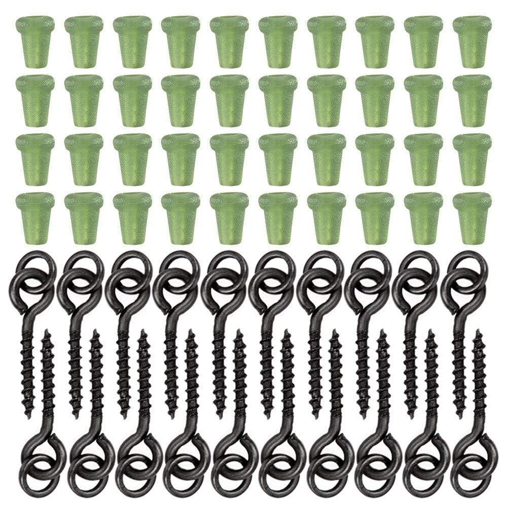 Planet Gates 40pcs Carp Fishing Silicone Boilie Baits Stoper Up Holder Soft Band Bait Screw Boilie Inserts Hair Rigs Fishing Accessories