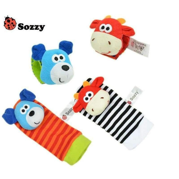 Planet Gates 40pcs/lot baby rattle toys Sozzy Garden Bug Wrist Rattle and Foot Socks 4 style (2 pcs waist+2 pcs socks) (10 set)
