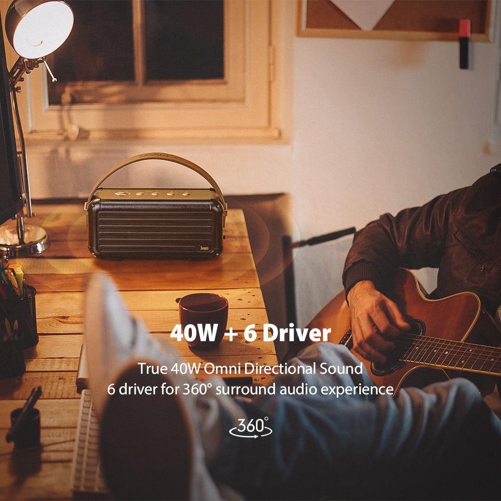 Planet Gates 40W Superior Bass Portable Wireless Bluetooth Speaker Retro Design 6 Drivers For 25h Playtime Smart Home Decoration