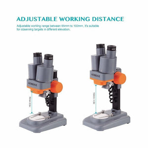 Planet Gates 40X Binocular Stereo Microscope Top LED PCB Solder Mineral Specimen Watching Kids Science Education Phone Repair Tool