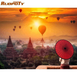 Framed DIY Painting By Numbers Landscape Kit Acrylic Paint On Canvas Modern Wall Art Picture By Numbers For Living Room