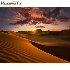 Framed DIY Painting By Numbers Landscape Kit Acrylic Paint On Canvas Modern Wall Art Picture By Numbers For Living Room