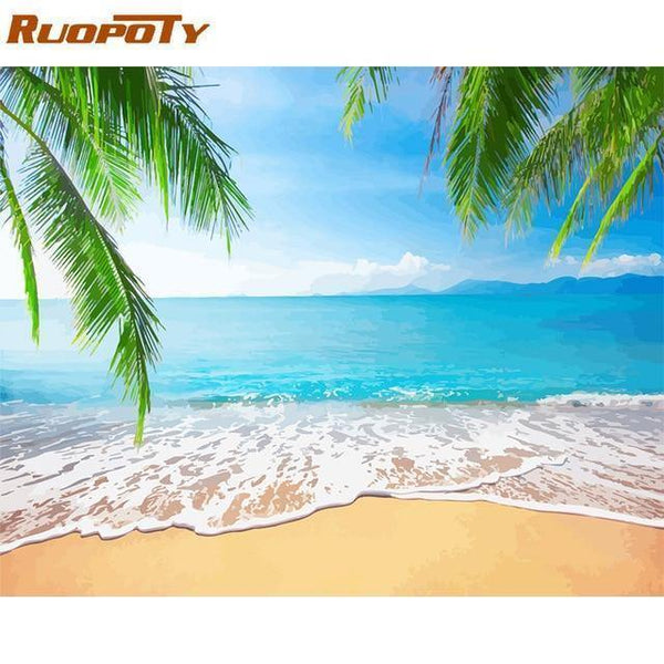 Framed DIY Painting By Numbers Landscape Kit Acrylic Paint On Canvas Modern Wall Art Picture By Numbers For Living Room