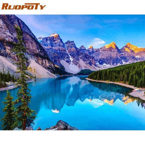 Framed DIY Painting By Numbers Landscape Kit Acrylic Paint On Canvas Modern Wall Art Picture By Numbers For Living Room