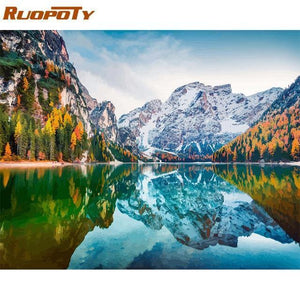 Framed DIY Painting By Numbers Landscape Kit Acrylic Paint On Canvas Modern Wall Art Picture By Numbers For Living Room