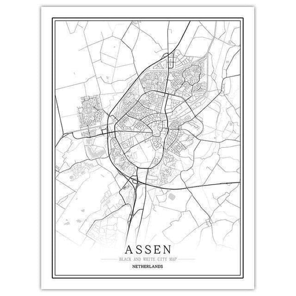 Netherlands Black White World City Map Poster Nordic Living Room Amsterdam Breda Wall Art Pictures Home Decor Canvas Painting