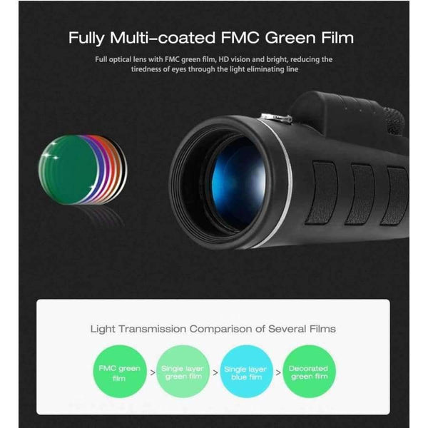 Planet Gates 40X60 BAK4 Monocular Telescope HD Mini Monocular Outdoor Hunting Camping Scopes With Compass Phone Clip Tripod