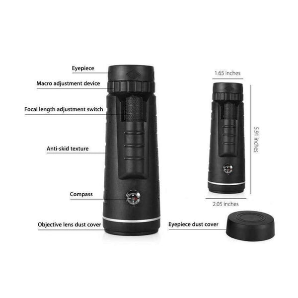 Planet Gates 40X60 BAK4 Monocular Telescope HD Mini Monocular Outdoor Hunting Camping Scopes With Compass Phone Clip Tripod