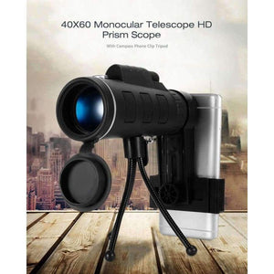 Planet Gates 40X60 BAK4 Monocular Telescope HD Mini Monocular Outdoor Hunting Camping Scopes With Compass Phone Clip Tripod