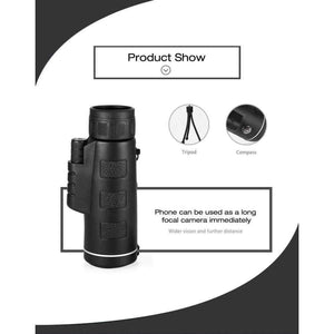 Planet Gates 40X60 BAK4 Monocular Telescope HD Mini Monocular Outdoor Hunting Camping Scopes With Compass Phone Clip Tripod