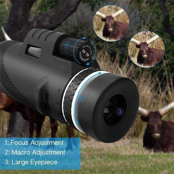 Planet Gates 40X60 Day & Night Vision Dual-Focus HD Optics Zoom Monocular Telescope Waterproof Super Clear for Outdoor Hunting