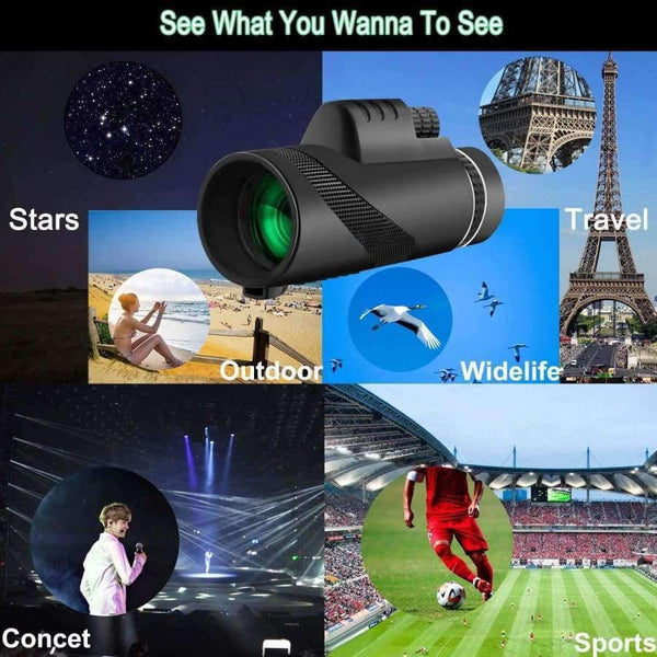 Planet Gates 40X60 HD Zoom Lens Two Types Waterproof Monocular Telescope + Tripod + Clip for Mobile Phones  Outdoors Camping equipment