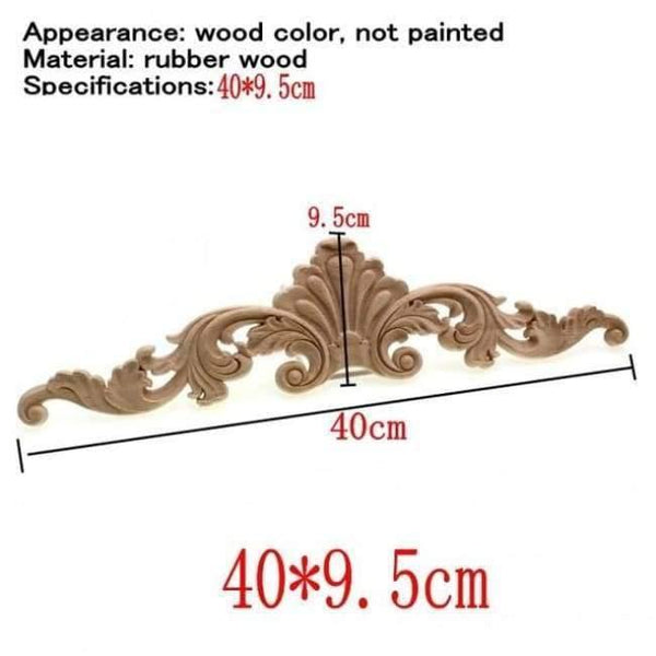 Planet Gates 40X9.5cm Natural Oak Wood Carved Applique Furniture Decorative Figurine Miniatures Model Home Decoration Accessories