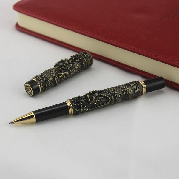 Planet Gates 41 COPPER ROLLER BALL PEN WITH DRAGON EMBOSSMENT CRYSTAL FREE SHIPPING