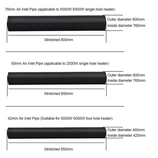 Planet Gates 42/60/76mm Spare Repair Warm Heater Insulated Car Air Inlet Pipe Parking Replacement Part Ripple Combustion Aluminum Foil Duct