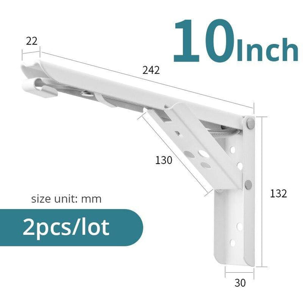 Planet Gates 4201 White 10 inch Folding Triangle Bracket Wall Mounted Bench Table Shelf Support Hidden Table Support Kitchen Storage Furniture Hardware