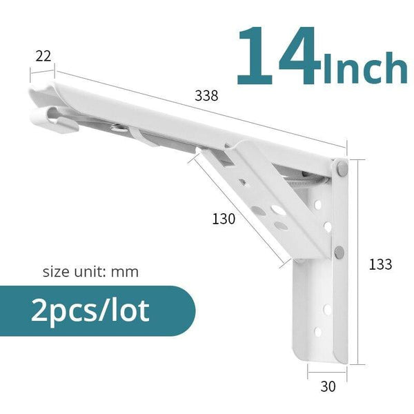 Planet Gates 4201 White 14 inch Folding Triangle Bracket Wall Mounted Bench Table Shelf Support Hidden Table Support Kitchen Storage Furniture Hardware