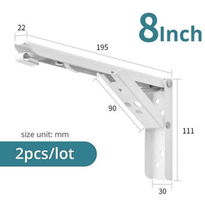 Planet Gates 4201 White 8 inch Folding Triangle Bracket Wall Mounted Bench Table Shelf Support Hidden Table Support Kitchen Storage Furniture Hardware