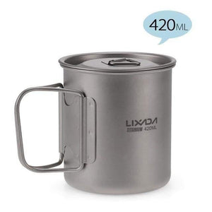 Planet Gates 420ml Outdoor Titanium Cup Mug Pots Tableware Camping Cup Picnic Water Cup Mug of Coffee Tea with Lid 300/350/420/550/650/750ml