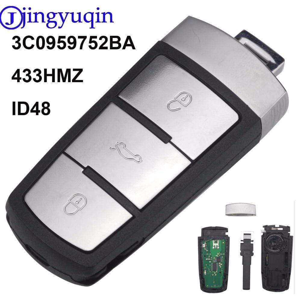 Planet Gates 433MHz 3 Buttons Keyless Uncut Flip Smart Car Remote Key Fob with ID48 Chip 3C0959752BA for VW Passat B6 3C B7 Magotan CC