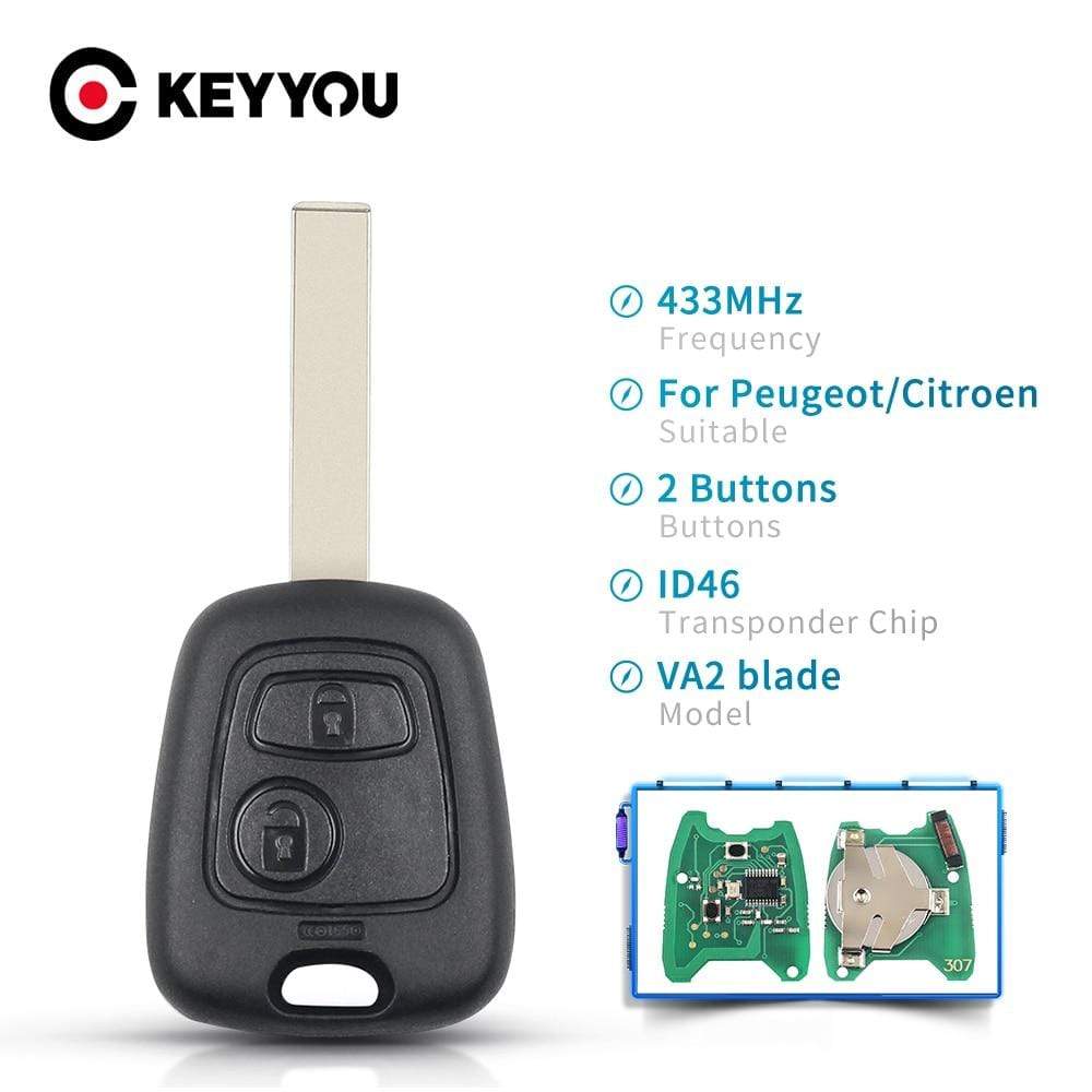 Planet Gates 433MHZ Remote Car Key Keyless 2 Buttons For Peugeot 307 Citroen C1 C3 Car Key VA2 Blade With ID46 Chip PCF7941 Key Shell