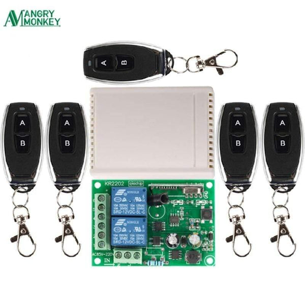 Planet Gates 433Mhz Universal Wireless Remote Control Switch AC 250V 110V 220V 2CH Relay Receiver Module And 5pcs RF 433 Mhz Remote Controls